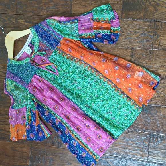 ANTHRO I Boho Sheer Smocked Antonella Peasant Blouse Top by Akemi + Kin, XS - Picture 4 of 15